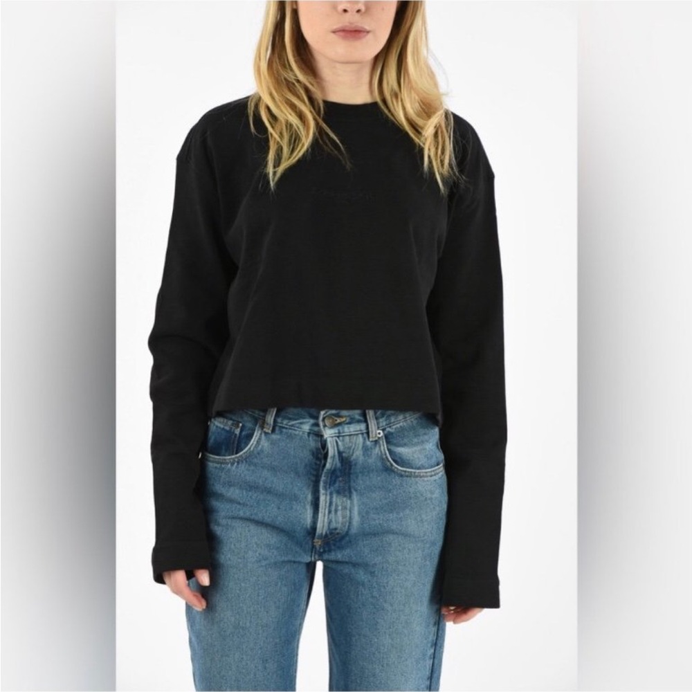 Acne Studios Black Cropped Sweatshirt 
Size XS, intentional faded black